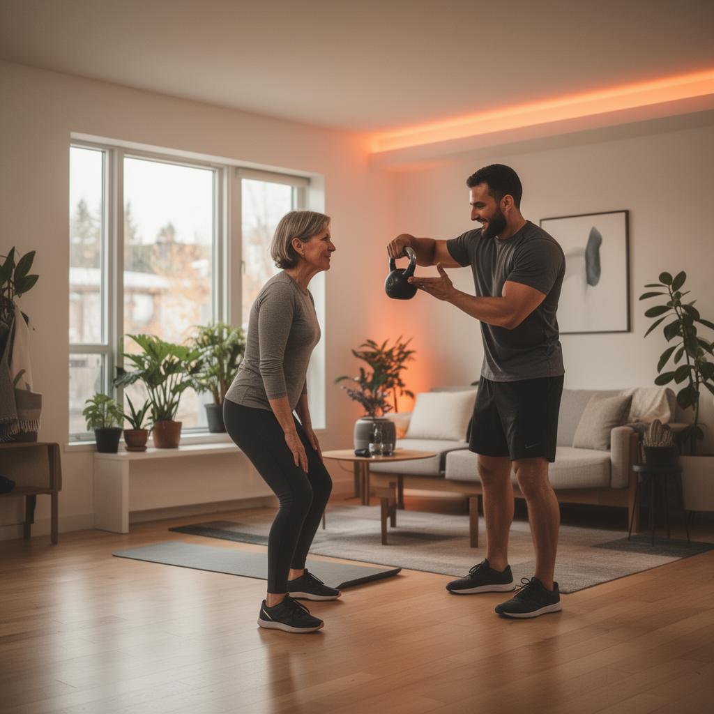 Entraîneur personnel coachant une cliente
